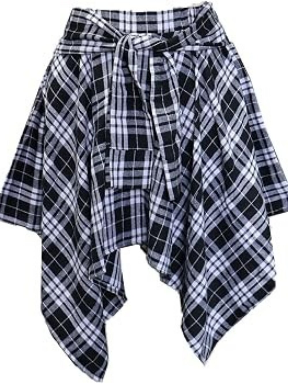 High Rise Skort Plaid Asymettrical